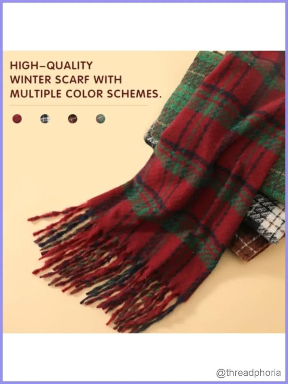Cashmere Feel Plaid Oversized Fringe Scarf Blanket Shawl Pashmina Wrap